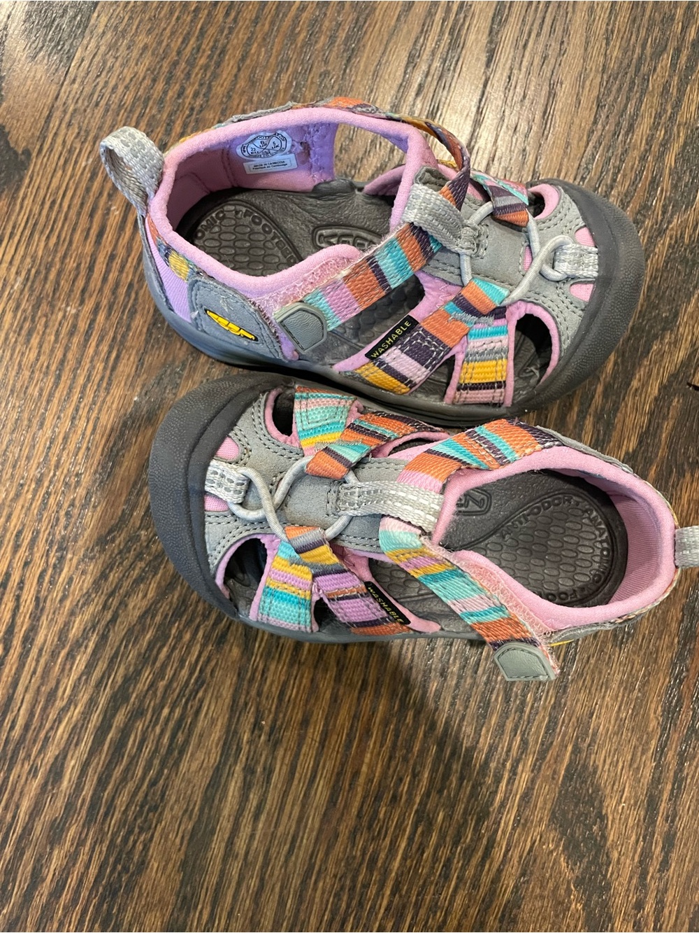 Keen Kids Gray Sandals with Pink & Multicolor Straps - Picture 3 of 7
